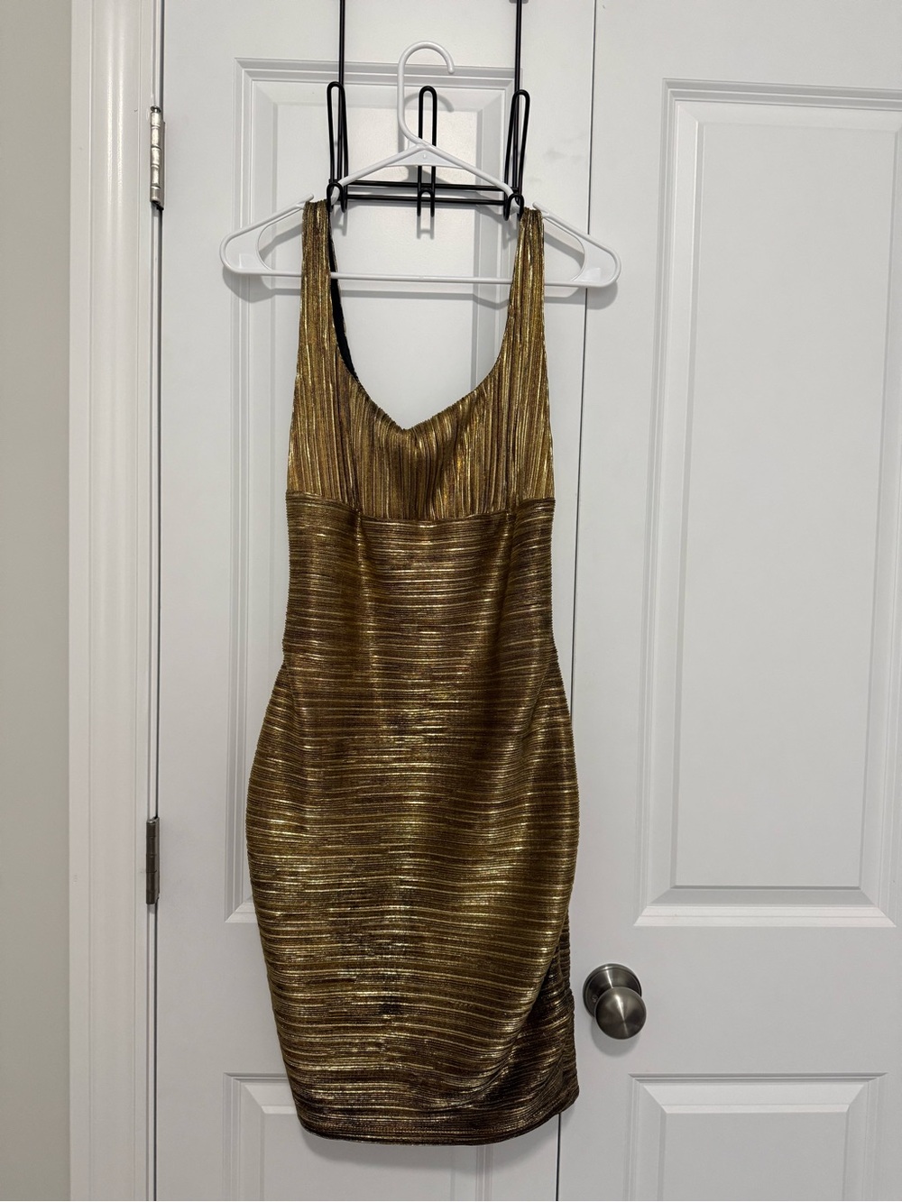 Arden B Metallic Gold Sleeveless Mini Dress